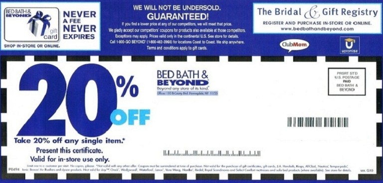 20 off bed bath beyond coupon code